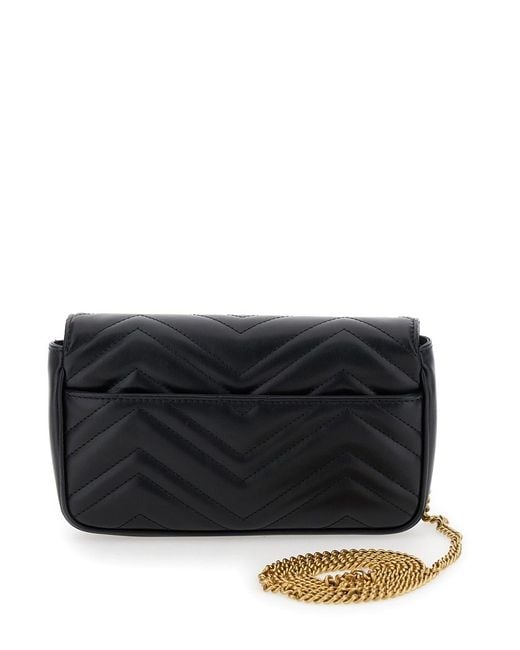 Gucci Black 'Gg Marmont 2.0' Mini Crossbody Bag With Double G