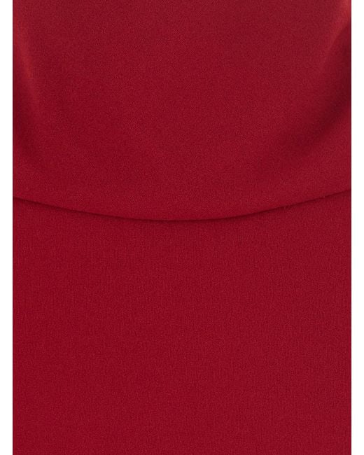 Le Plain Red Long Sleeveless Dress With Open Back And Zip Closure