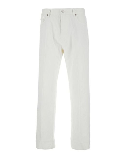Céline White Five-Pocket Jeans With Logo Patch On The Back for men