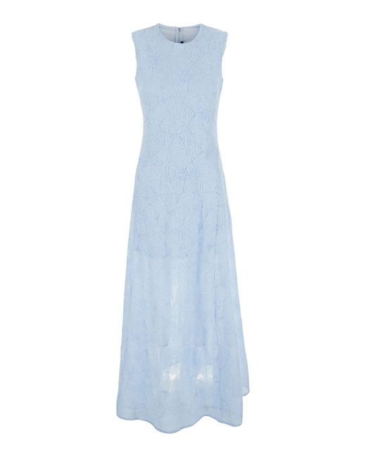 ROTATE BIRGER CHRISTENSEN Blue Mesh Maxi Dress