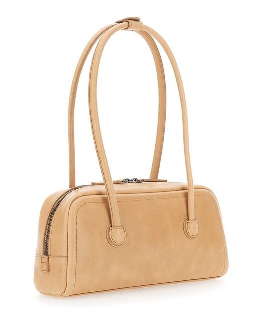 MARGE SHERWOOD Natural Shoulder Bag 'Soft Boston Ew' With Elegant Leather