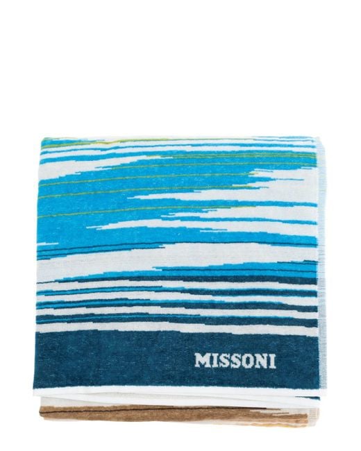 Missoni Blue 'Fiammetta' Beach Towel With Logo Lettering On