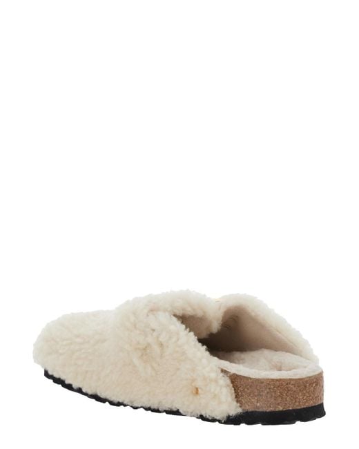 Birkenstock White 'Boston' Slip-On Mules With Buckle