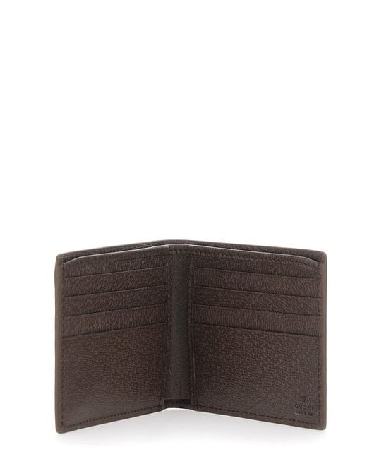 Gucci Gray Bi-Fold Wallet With Double G Logo Plaque On The Front for men