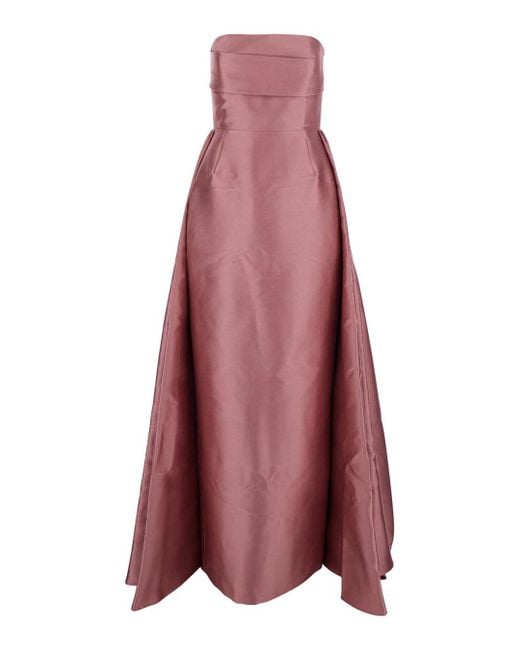Solace London Purple 'Tiffany' Long Dress With Draped Details And Flared Skirt
