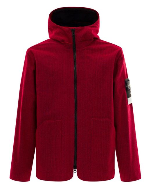 Stone Island Red Hooded Reflective Jacket Man for men