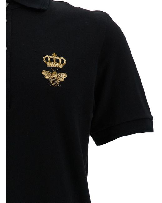 Dolce & Gabbana Black Cotton Chest Detail Polo Shirt for men