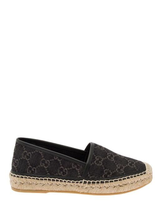 Gucci Black And Espadrilles With Gg Motif