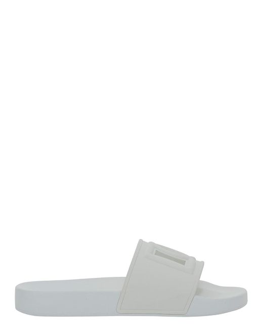 Dolce & Gabbana White 'Dg Slide' Sandals With Logo for men