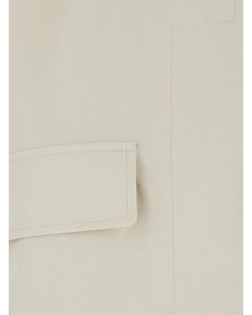Totême  White Collared Drawstring Jacket Organic Cotton