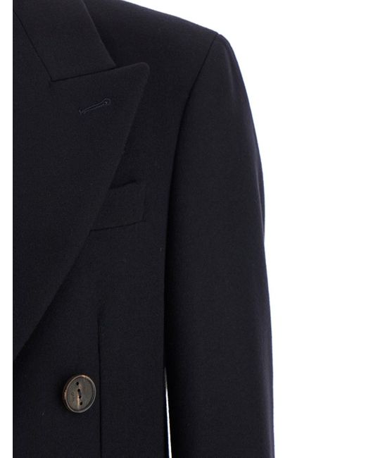 Cappotto Doppiopetto Con Revers A Punta di Hevò in Black da Uomo