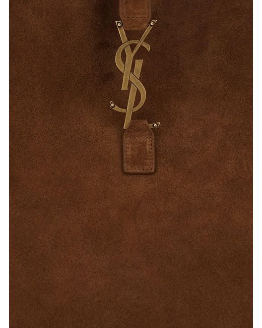 Saint Laurent Brown 'Bea' Shoulder Bag With Cassandre Plaque On The Front