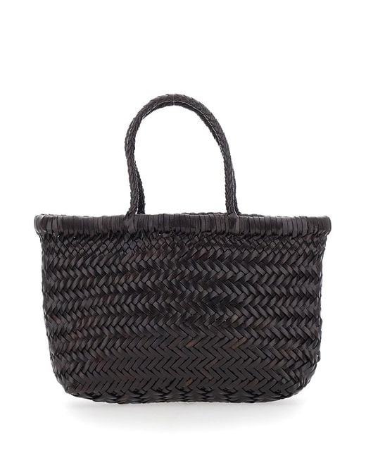 Dragon Diffusion Black Handbag 'Flat Gora' Mini With Two Top Handles And Eco