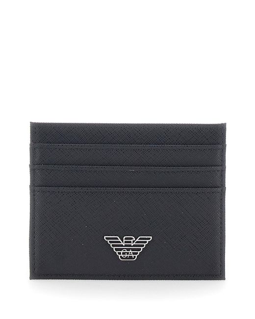 Emporio Armani Gray Cardholder With Metallic Logo On The Front for men