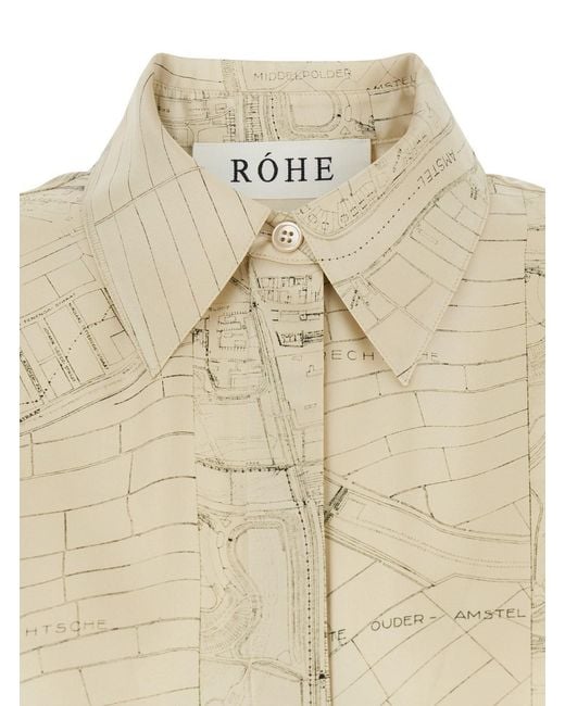 Rohe Natural Dress With Cut-Out On The Back And All-Over Print