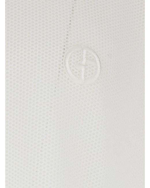 Giorgio Armani White Crewneck T-Shirt With Logo On The Front for men