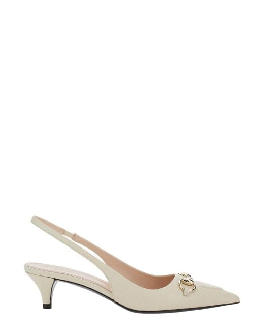 Gucci Natural 'Erin' Dãcolletã With Clamp On The Front