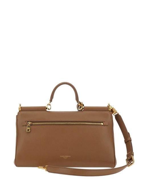 Dolce & Gabbana Brown Medium Handbag 'My Sicily' With Padlock Detail A