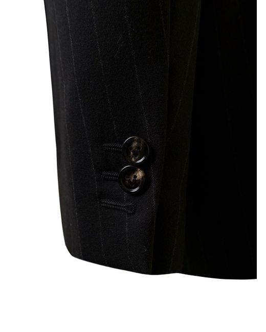 Bottega Veneta Black Pinstripe Double-breasted Jacket With Wide Revers In Wool