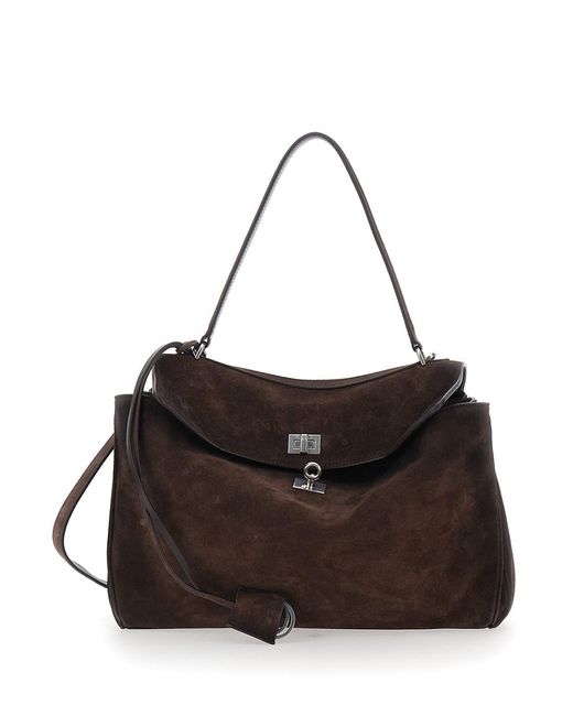 Balenciaga Black 'Rodeo Medium' Shoulder Bag With Removable Shoulder Strap