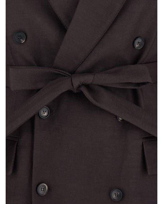 Tela Black Double-Breasted Jacket With Peak Revers