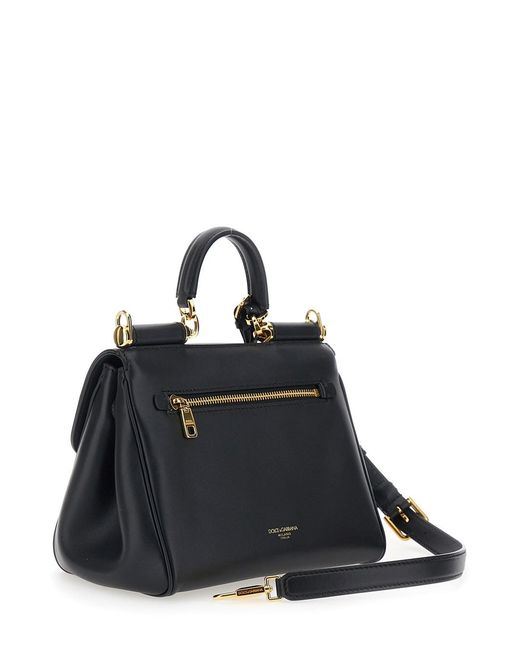 Dolce & Gabbana Black 'My Sicily Small' Handbag With Padlock Detail And Adjustable And Removable Shoulder Strap