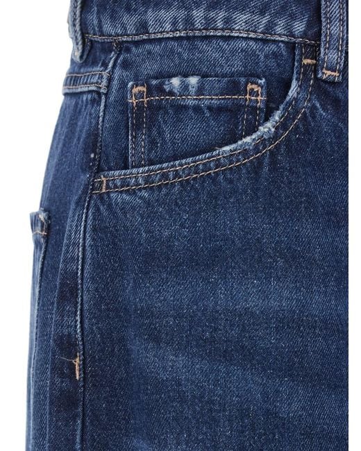 ICON DENIM Blue Jeans With Wide Leg And Logo Patch On The Back