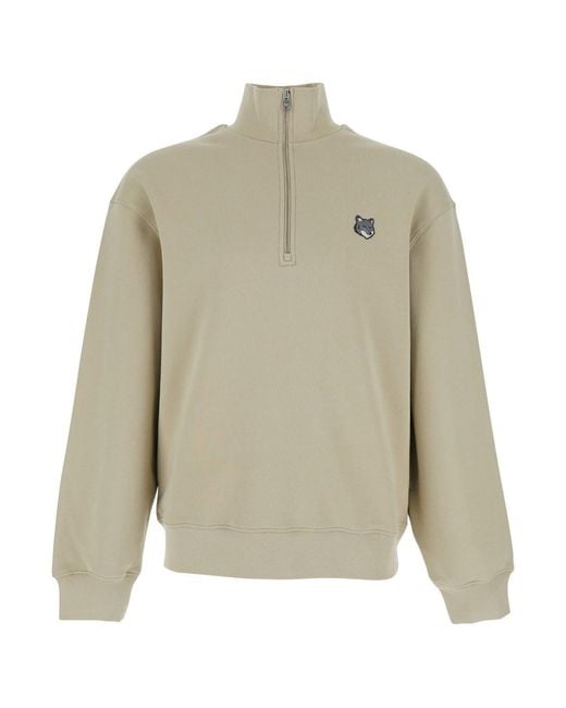 Maison Kitsuné Natural High Neck Sweatshirt With Logo Patch For for men
