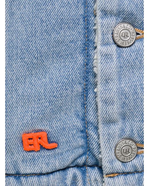 Giubbotto 'sherpa trucker' con patch logo in denim di cotone azzurro x levi's di ERL in Blue