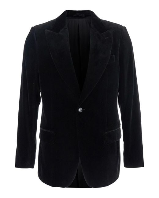 Lardini Black Single-Breasted Jacket With Pointed Lapels for men