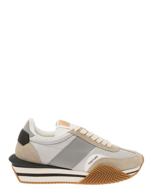 Tom Ford White 'James' And Low Top Sneakers With Logo Detail In for men