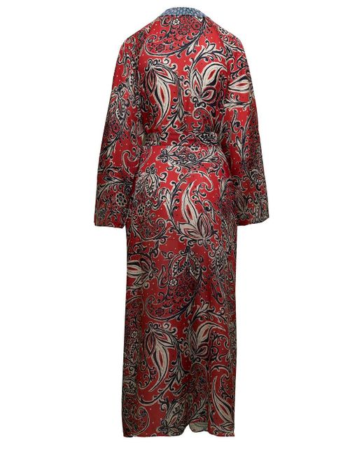 Anjuna Multicolor Woman's Kandela Printed Silk Kimono Dress With Belt