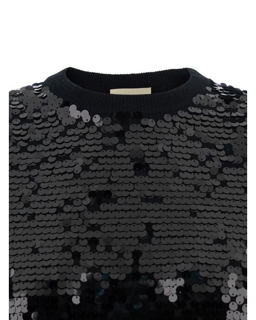 Semicouture Black Sweater With All-Over Sequins