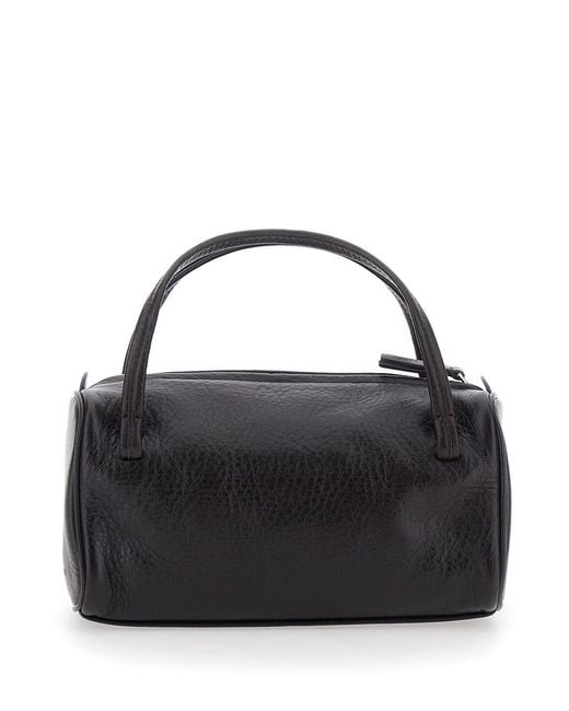 NOTHING WRITTEN Black Handbag With Leather Handles And Zip Closure