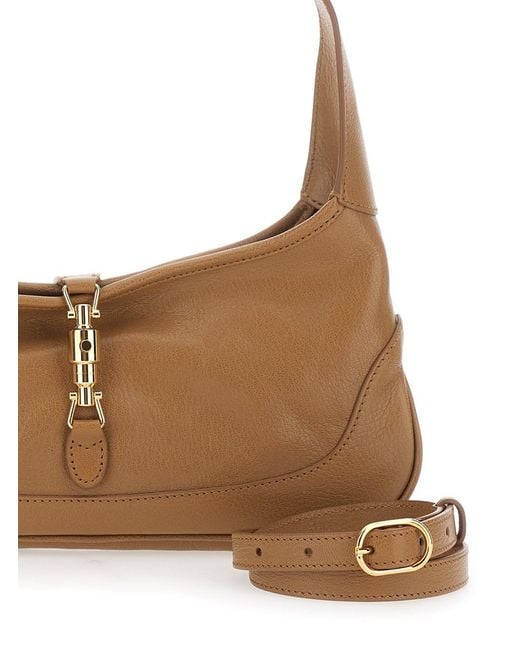 Gucci Brown 'Jackie 1961' Shoulder Bag With Clasp Closure And Adjustable Strap