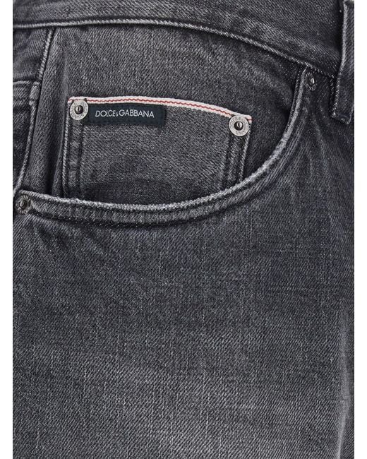 Dolce & Gabbana Gray Dolce & Gabbana Jeans With Logo Patch On The Pocket And Faded Effect for men