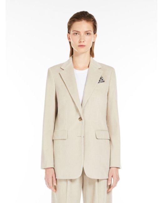 Max Mara Natural 'Kuban' Single-Breasted Jacket With Notched Revers
