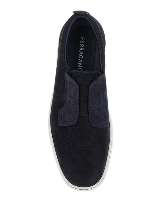 Ferragamo Blue 'Alfie' Laceless Oxford Shoes With Round Toe for men