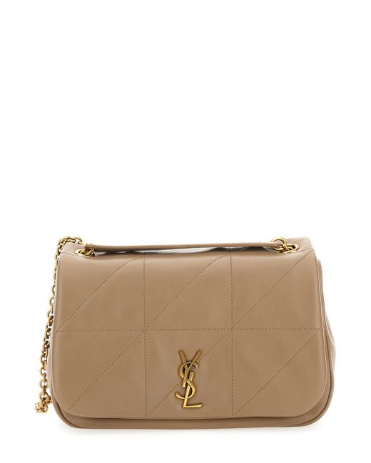 Saint Laurent Natural 'Jamie 4.3 Small' Shoulder Bag With Cassandre Deta