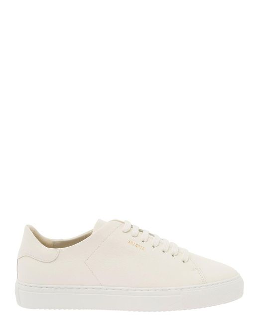 Axel Arigato 'clean 90' White Low Top Sneakers With Laminated Logo In Leather Man for men