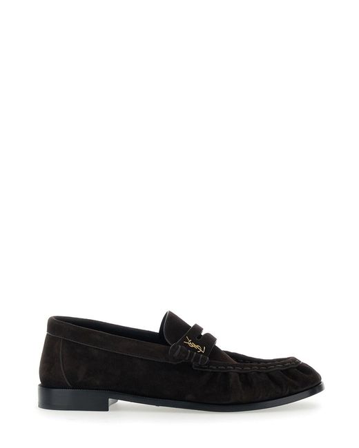 Saint Laurent White 'Le Loafer' Loafers With Hand-Stitched Moc Toe And Cassandre Plaque