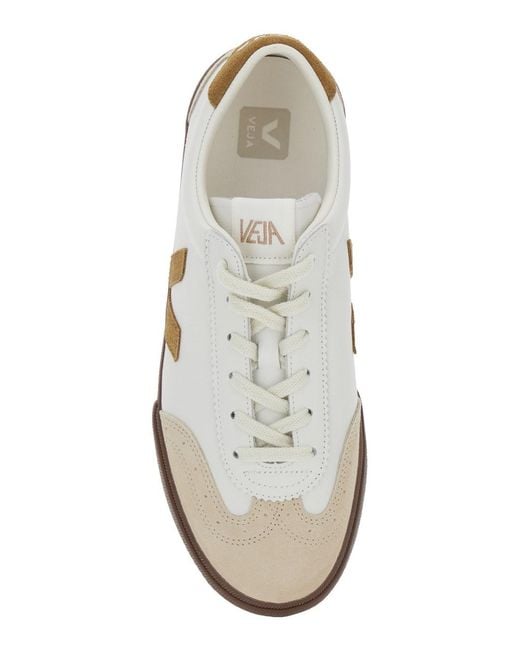 Veja White Low Top Sneakers With Contrasting Heel