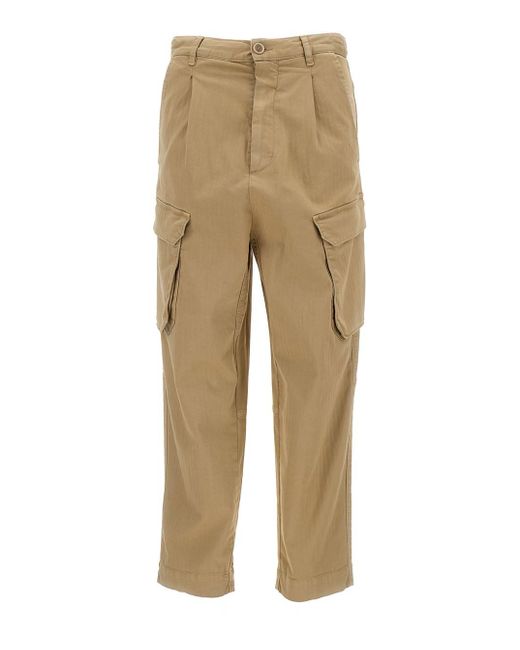 Semicouture Natural Sand-Colored Cargo Pants
