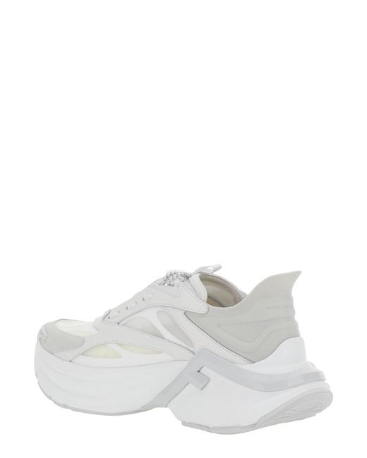 Fendi White 'F-Light' Low Top Sneakers With Ff Motif On The Side And Chunky Sole