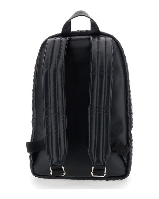 Bottega Veneta Black Backpack With Adjustable Straps And Leather Intre for men