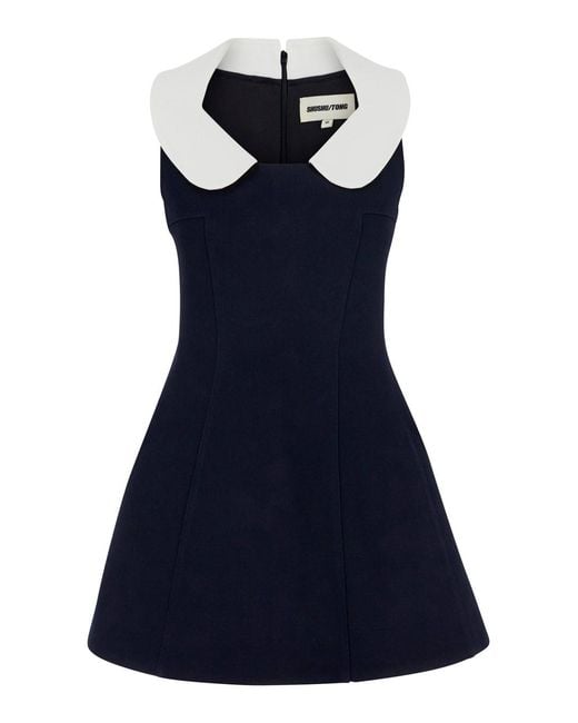 ShuShu/Tong Blue Sleeveless Dress With Contrasting Collar
