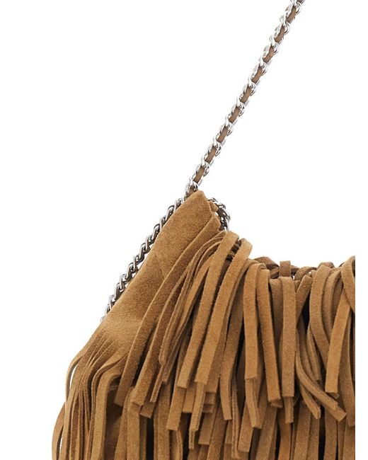 Tory Burch Brown 'Fleming Small' Shoulder Bag With Chain Strap And Fri