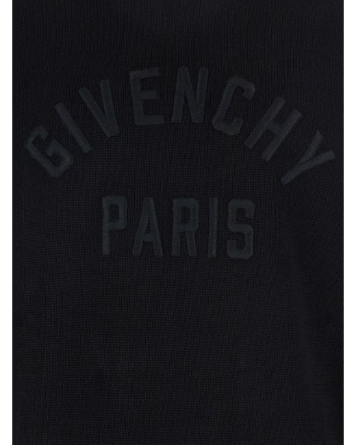 Givenchy Blue Crew Neck Sweater With Logo Lettering On The Front for men