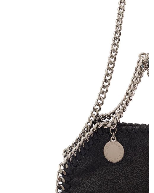 Stella McCartney Black '3Chain' Mini Tote Bag With Logo Engraved On Charm