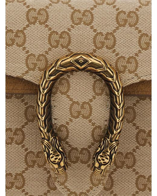 Gucci Natural 'Dionysius' Shoulder Bag With Metal Plate On The Front And